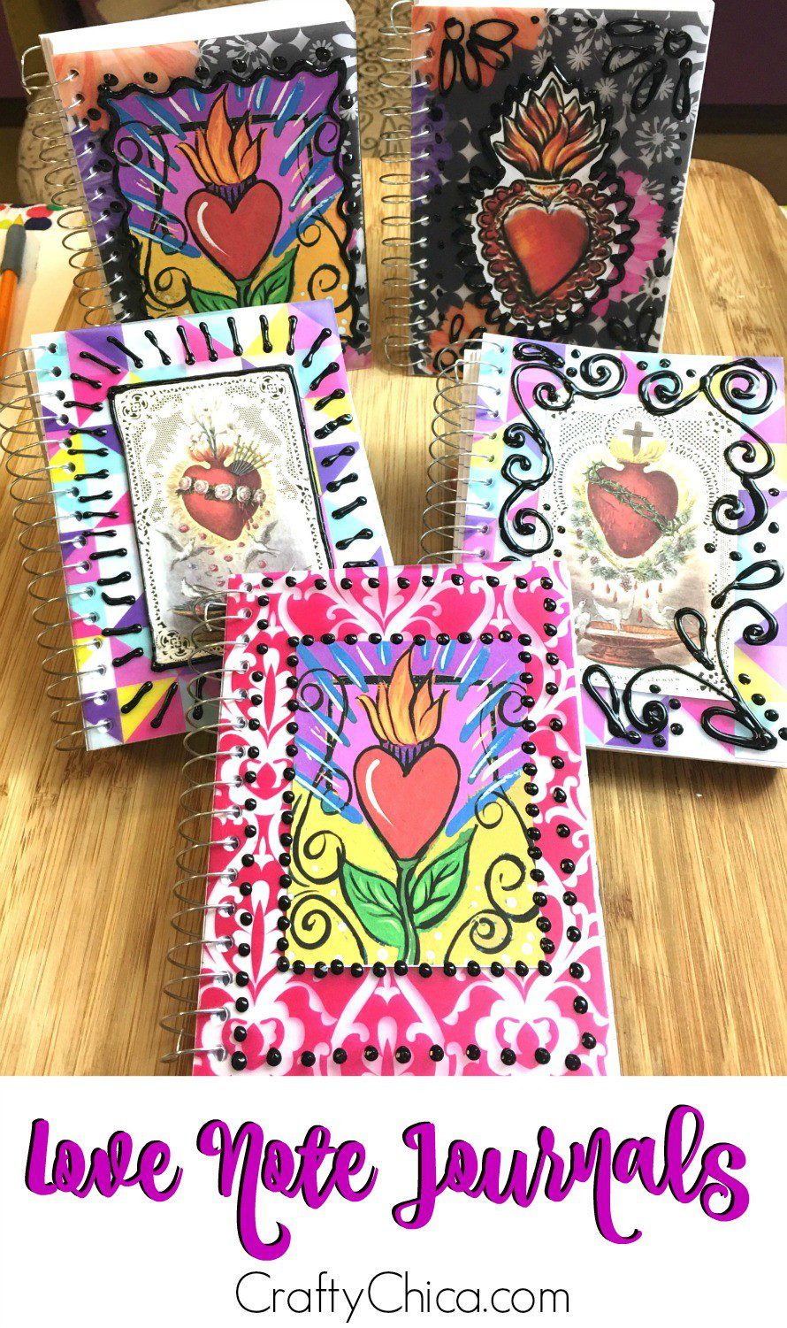 Applique love note journals